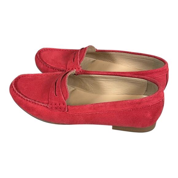J.Crew Women’s Made in Italy Red Suede Leather Loafers Size 8 Preppy Casual Chic - Picture 3 of 10